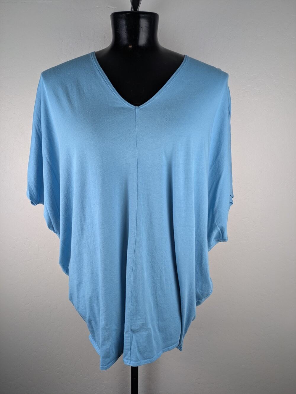 Bryn Walker Blue V-neck Short Sleeve Tunic Top Pima Cotton Small One Size